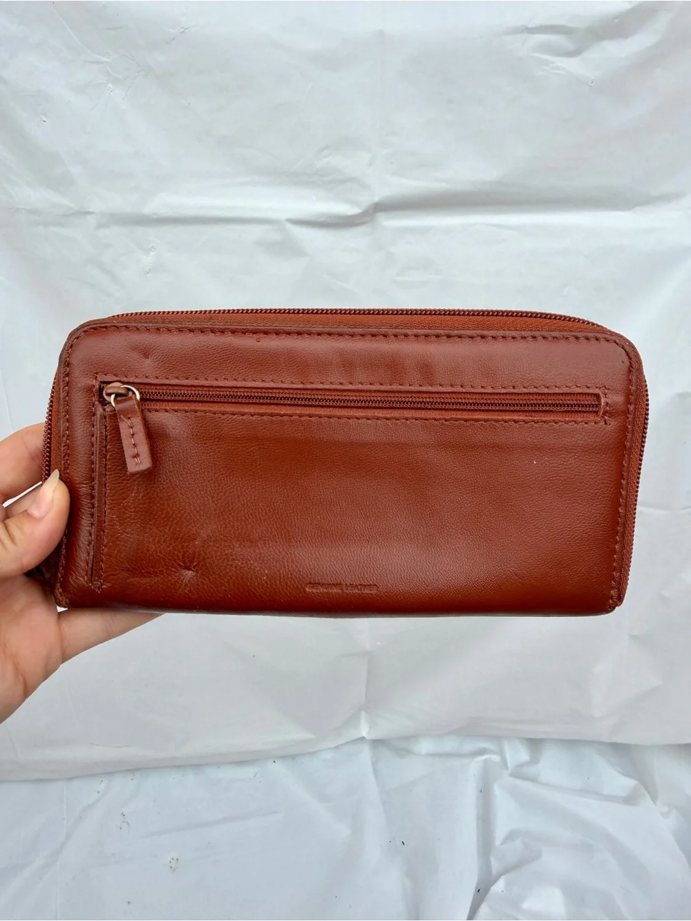 Kenneth Cole Reaction Genuine Leather Brown Zip Around Wallet Organizer